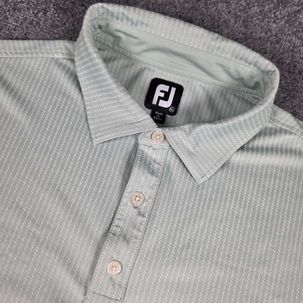 FootJoy Golf Polo Mens XL Green Zigzag Stripe Performance Short Sleeve 29574
